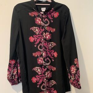 Chico's Size 2 Black Top with Pink Accents